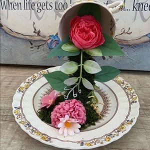 Floating teacup floral arrangement